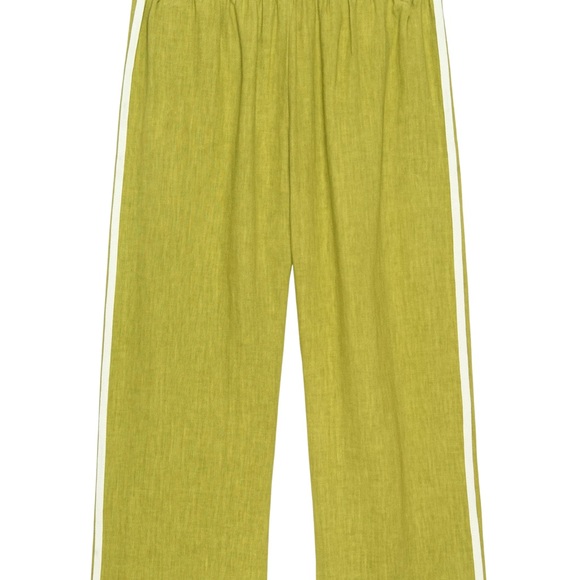 DONNI. Olive Cropped Pants with White Stripes - Picture 6 of 7